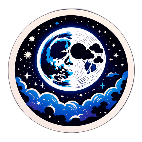 Deze sticker toont een schitterende volle maan