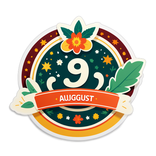 Împărtășește Bucuria Zilei de 9 August cu Acest Sticker Elegant și Festiv!