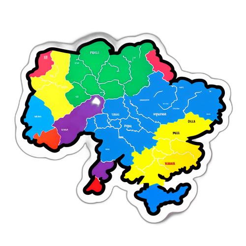 Мапа Поділля з кольоровими акцентами