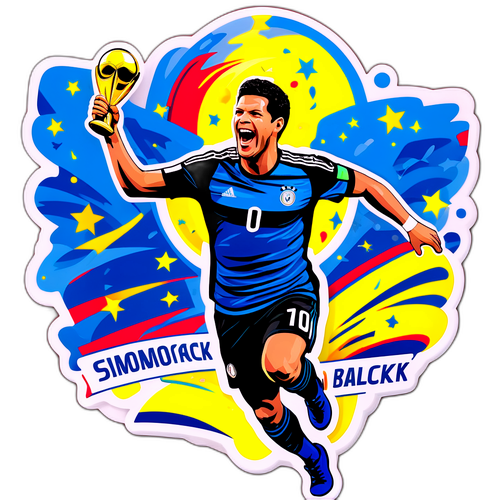 Ein energiegeladener Sticker von Simone Ballack im Stadion