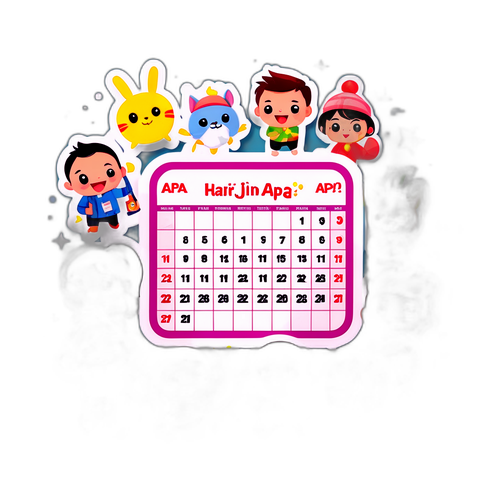 Stiker Lucu 'Hari Ini Hari Apa?' dengan Karakter Kartun