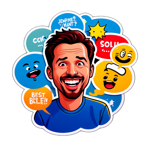 Autocollant dynamique de Jeremy Ferrari avec des bulles humoristiques