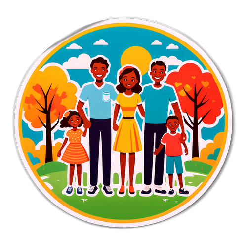 Autocolant retro cu tema familiilor unite