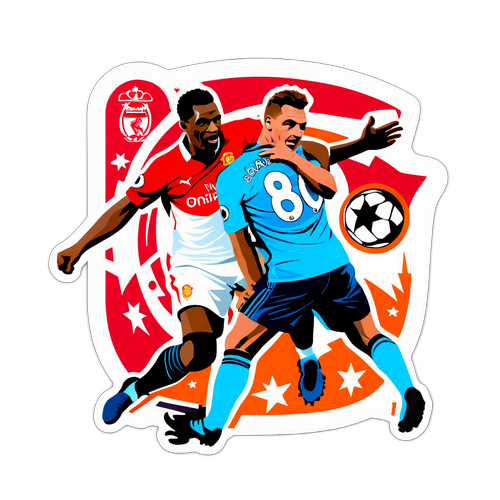 Actionfylt klistremerke med ikoniske øyeblikk fra Premier League