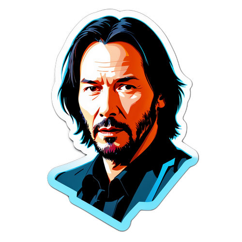 Sticker cu portretul lui Keanu Reeves
