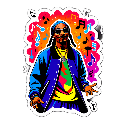 Autocollant coloré de Snoop Dogg en train de rapper