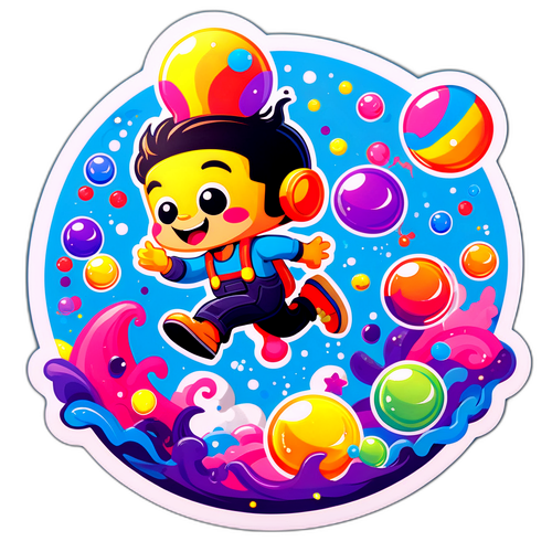 Masiglang Sticker ng Cashero na may Bula