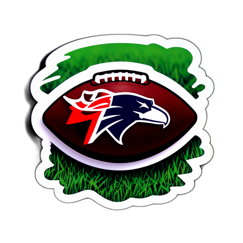 สติกเกอร์ที่แสดงโลโก้ NFL พร้อมลูกบอลอเมริกันฟุตบอลบนพื้นหญ้า