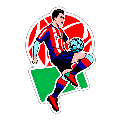 En dynamisk fremstilling af en Athletic Bilbao spiller med et kraftfuldt spark