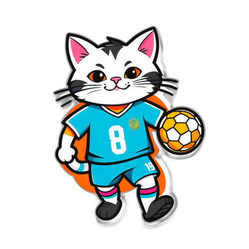 En legesyg kat der spiller fodbold