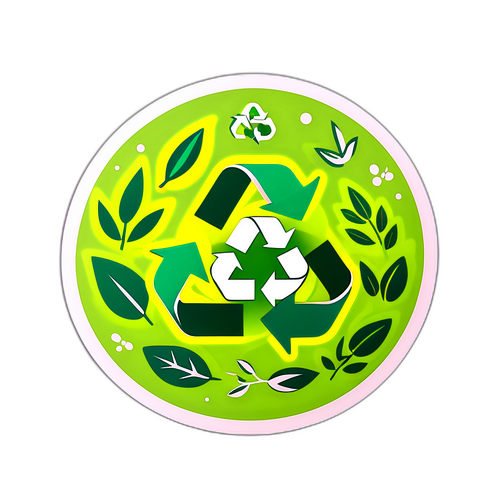 自然デザインのリサイクルシンボルと緑の植物