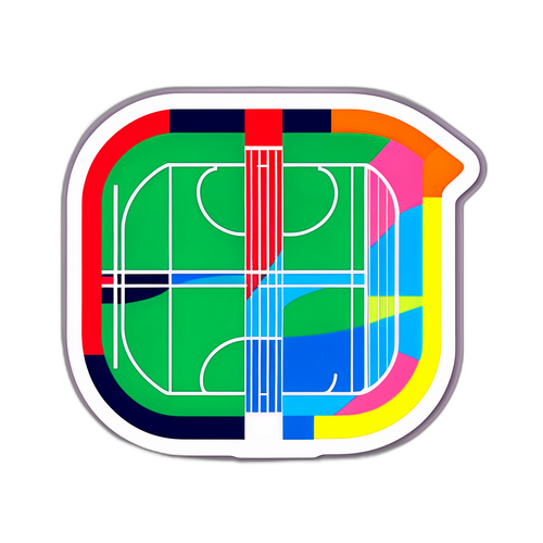Sticker cu un teren de tenis reinterpretat