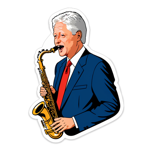 Don’t Miss Bill Clinton’s Iconic Sax Solo: Groove Into Change with This Fun Design!