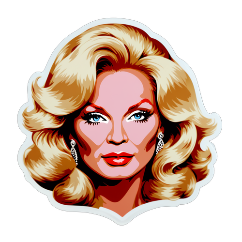 Sticker cu Jocelyn Wildenstein, evidențiind trăsăturile sale iconice