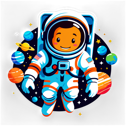 Uroczy astronauta w kolorowym skafandrze - odkryj radość kosmicznej przygody!