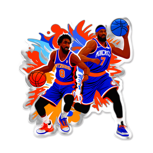 Jogadores de Wizards e Knicks em Ação