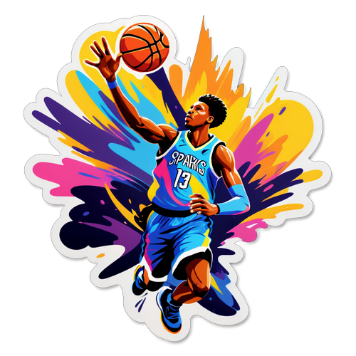 Masiglang Sticker ng Aksyon sa Basketball