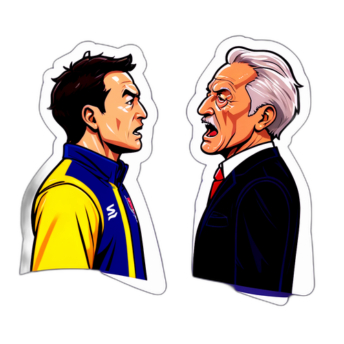 สติ๊กเกอร์ของโค้ชทั้งสองทีมที่มีการเผชิญหน้าเต็มไปด้วยความตึงเครียด