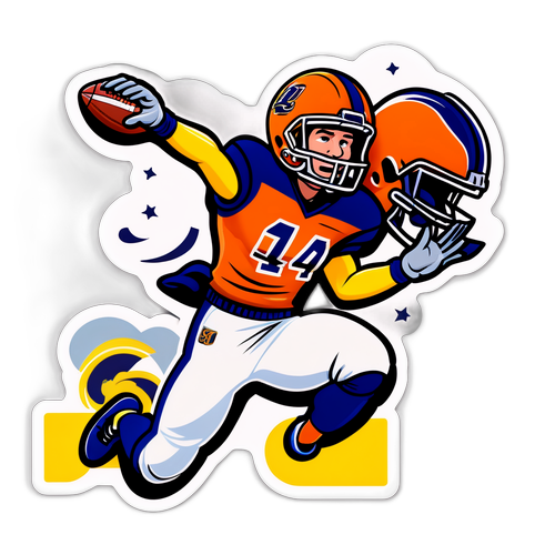 Dynamic Cartoonish Football Player Sticker