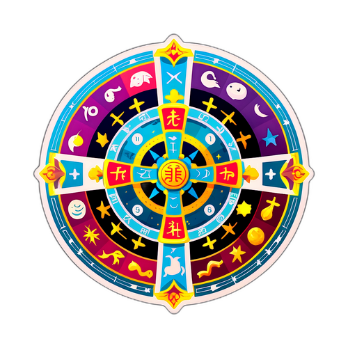 별자리 색상 교차 디자인 테마의 운세 예언 스티커