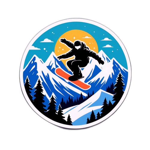 Scénická horská krajina s snowboardistou