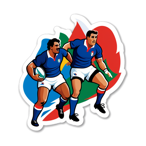 Illustration d'une scène de rugby entre la France et l'Italie