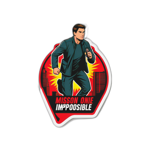 A sticker met een spion in actie voor 'Mission Impossible'
