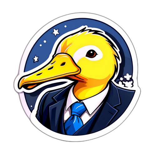 Autocolant cu Ion Țiriac și rața aurie