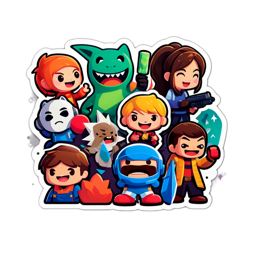 Nálepka s legračními scénami z herních setkání