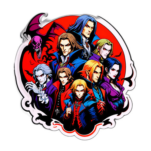 Art vibrant représentant des personnages de Castlevania