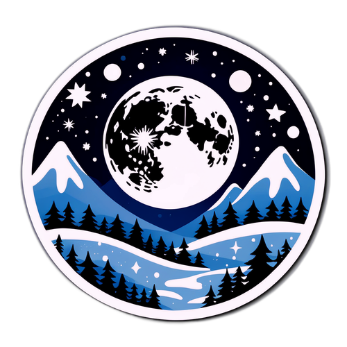 Stiker Bulan Salju yang Penuh