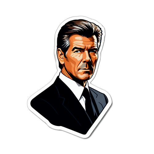 Samolepka Pierce Brosnana jako tajného agenta