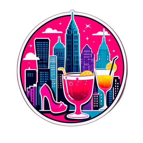 Whimsisk sticker med Sex and the City elementer