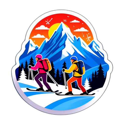 冬季滑雪假期貼紙