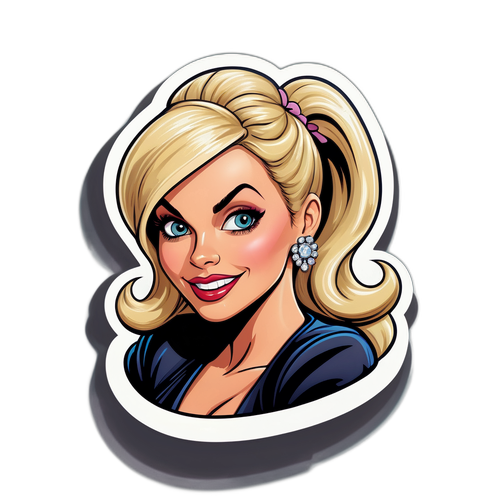 Witzige Cartoon-Zeichnung von Daniela Katzenberger in glamourösem, humorvollem Szenario