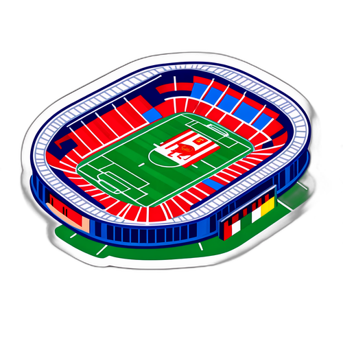 Leikkisä sarjakuvamainen jalkapallostadion