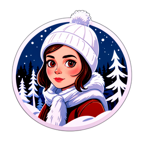 Nálepka s postavou Zuzany Mrázové v zimním prostředí