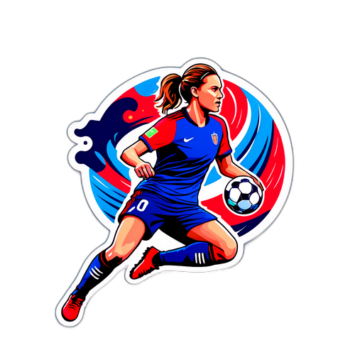 Kreativní nálepka s hráčkou ve fotbalovém zápase