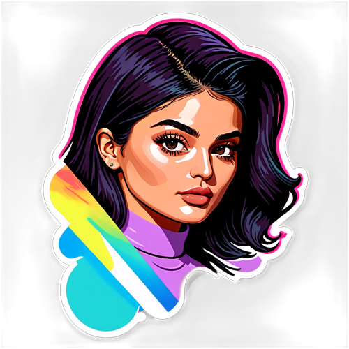 Kolorowy sticker z portretem Kylie Jenner