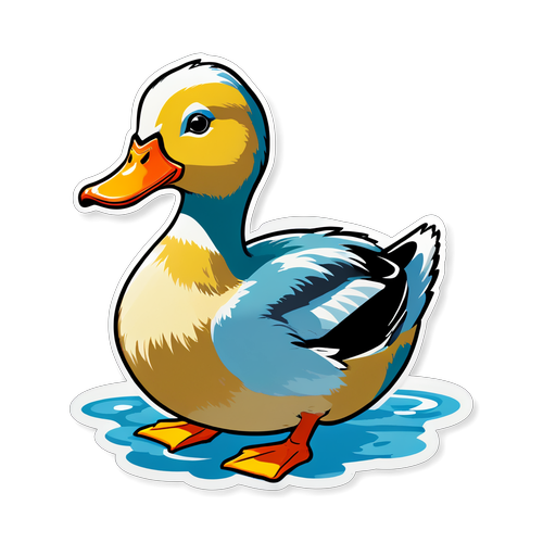 Colorful Cartoon Duck Sticker