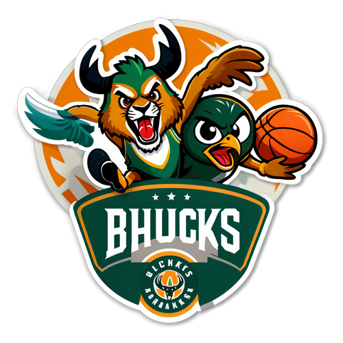 Sticker na Sporty ng Basketball sa Pagsasama ng Bucks at Hawks