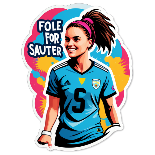 Sticker cu portretul grafic al jucătoarei de fotbal Julia Sauter