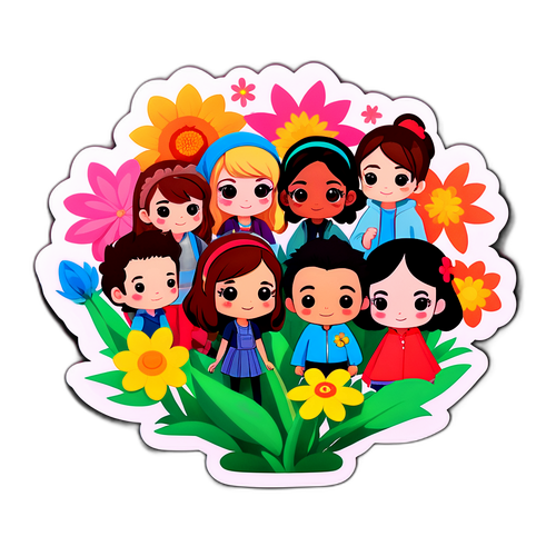 Netflix Dizileri İçin Çiçek Temalı Sevimli Sticker