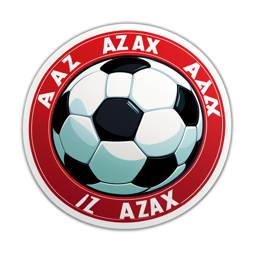 Stickerontwerp van een voetbal met de tekst 'AZ Ajax Cup'