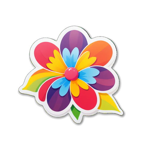 Brighten Your Day: The Rainbow Flower Sticker that Spreads Joy and Positivity!