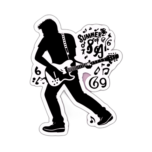 Minimalist klistremerke med gitar i silhouett