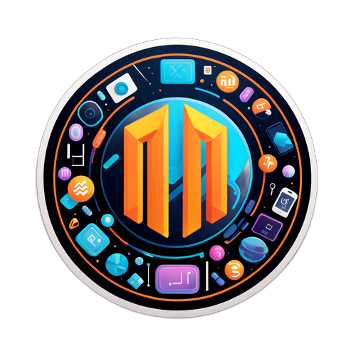 Autocollant de la marque Xiaomi avec logo et dispositifs électroniques futuristes