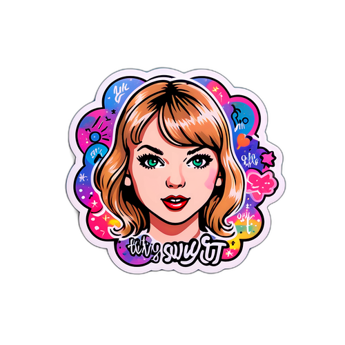 Leikkisä tarra, jossa on Taylor Swiftin suosikkilainauksia ja värikkäitä doodleja