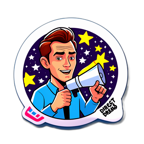 Cartoonish Sticker of Jude Law with Director's Megaphone