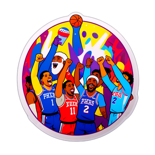 Celebração Vibrante do Jogo entre 76ers e Lakers